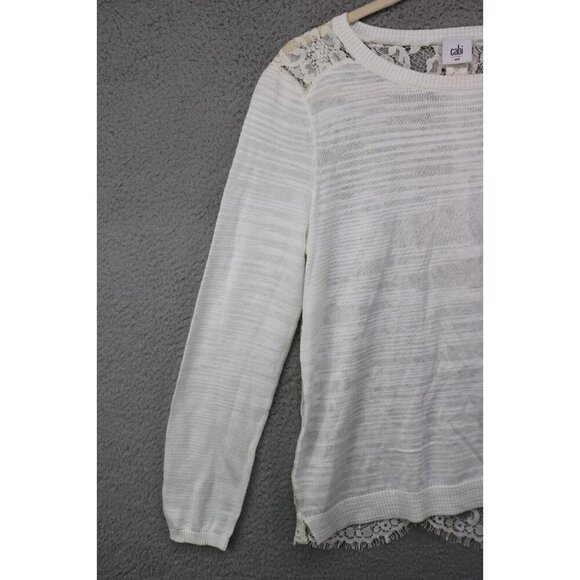 Cabi Ivory Lace Back Semi Sheer Sweater-Size Medium - Picture 3 of 11